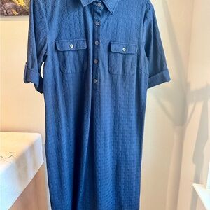 J. McLaughlin Women’s 3/4 Length Sleeve Dress in Deep Blue